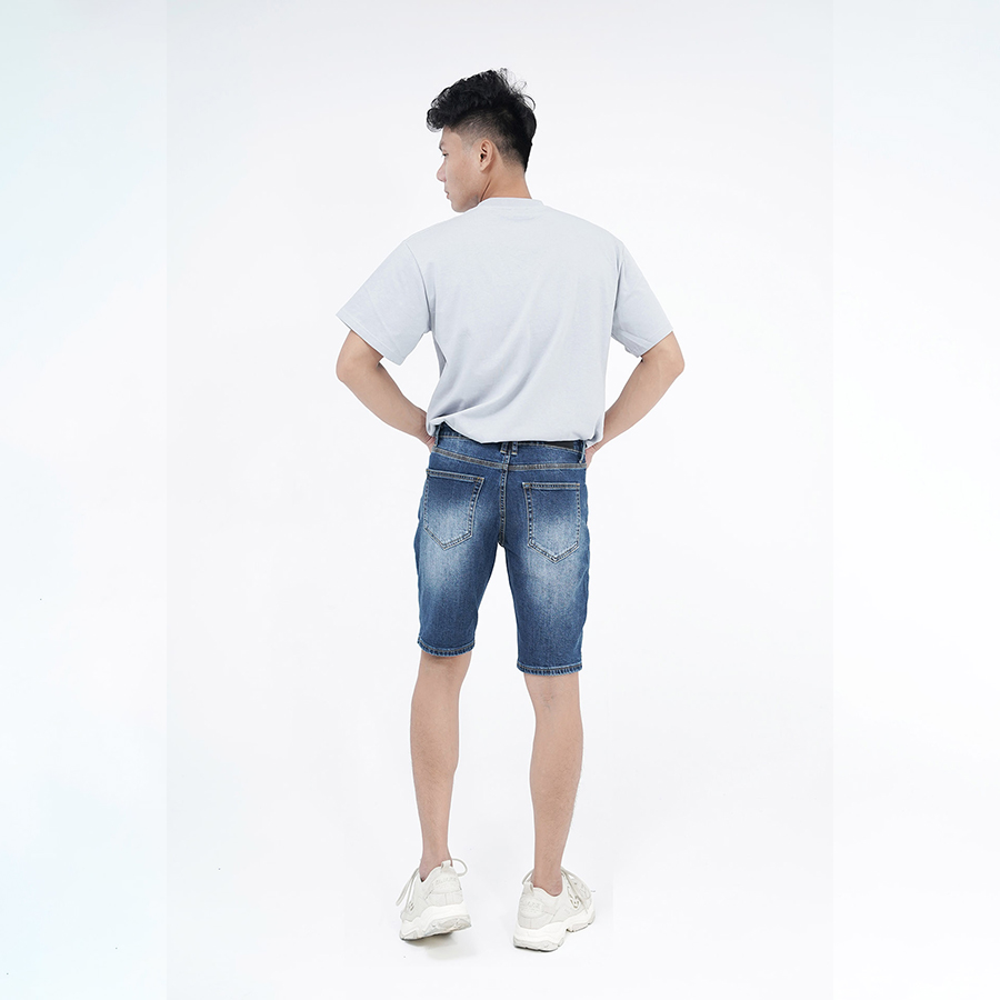 Quần Short Jeans Nam Cao Cấp HUNTER X-RAYS Form Slimfit Thun Màu Xanh Trơn S59