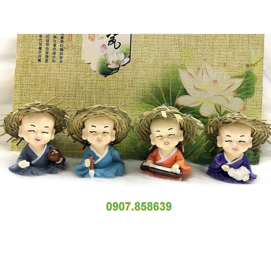 Bộ 4 tượng chú tiểu Cầm Kỳ Thi Hoạ