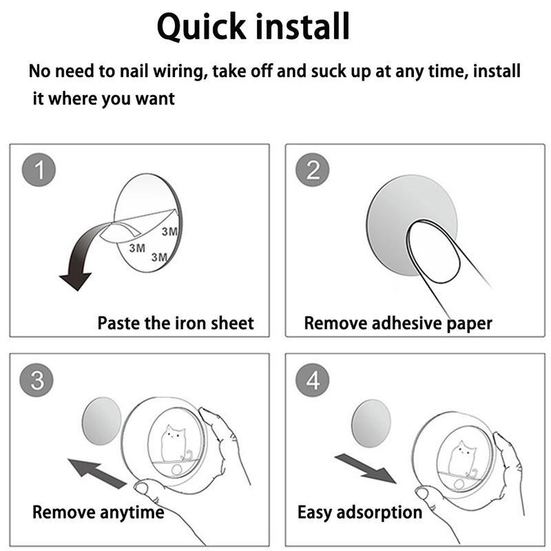 Đèn Led Tròn Cảm Biến Chuyển Động LUKEN Hình Mèo Kèm Sạc Usb Tiện Dụng