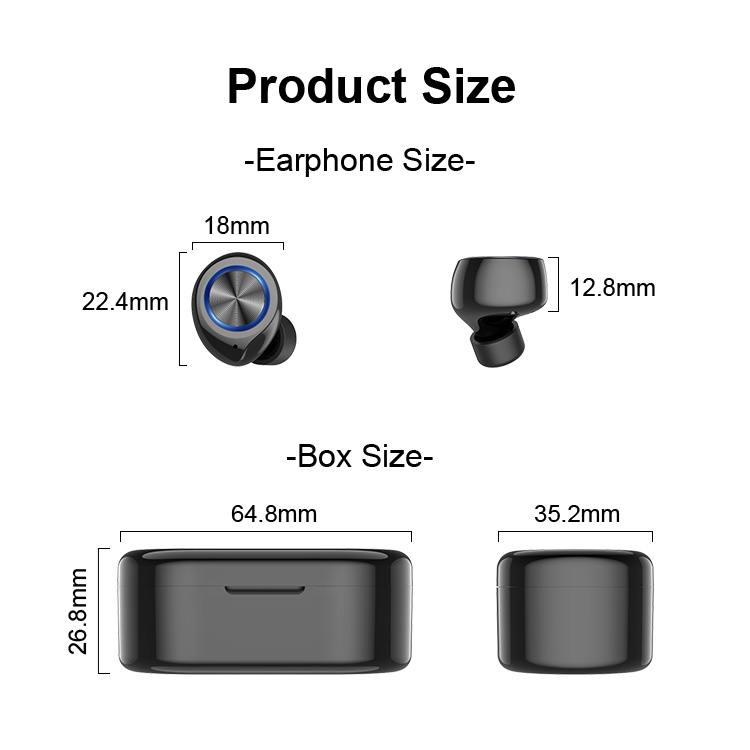 Tai Nghe Bluetooth 5.0 Cảm Ứng TOUCH TWINS Âm Thanh Vòm Stereo như nhà hát - Chống Nước IPX7 - Nghe 9h - Tích Hợp Micro - Tự Động Kết Nối - Tương Thích Cao Cho Tất Cả Điện Thoại, Ipad, Máy Tính Bảng, Laptop,