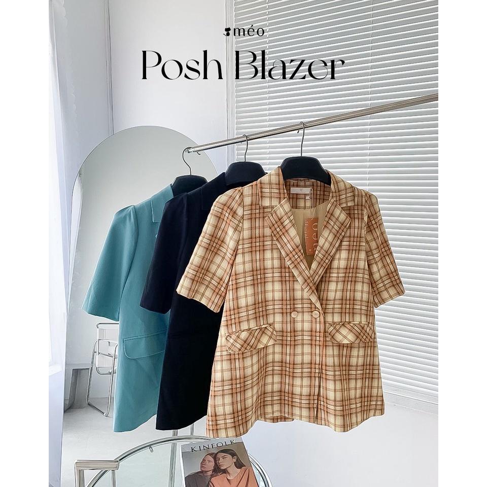 Áo blazer nữ Méo shop cộc tay có túi nắp Posh