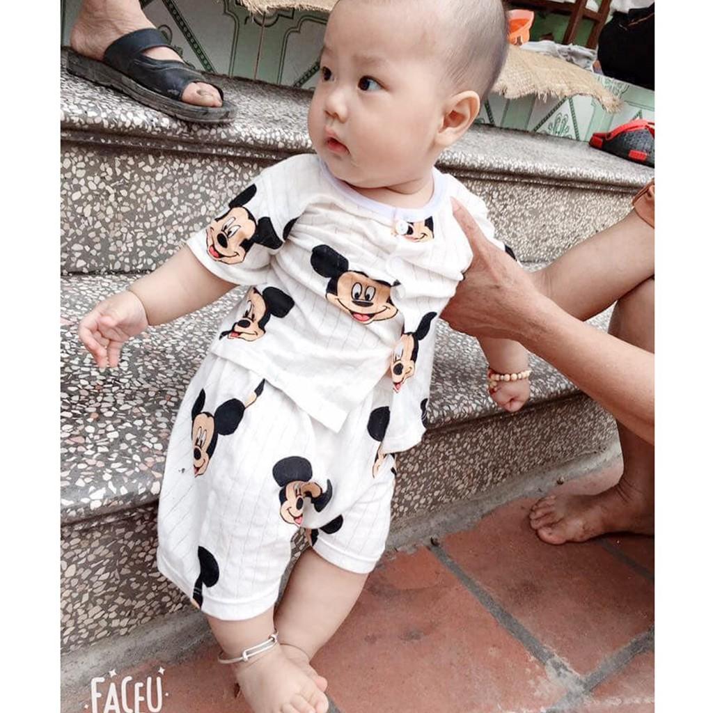 Bộ cotton giấy cộc tay cho bé bộ cộc tay cho bé trai gái từ 3-14kg mặc hè thoáng mát – BCT18