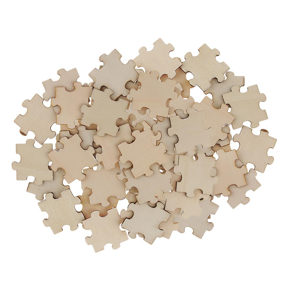 100 Pieces Blank Wooden Puzzle Embellishments Wood Slices DIY Arts Crafts