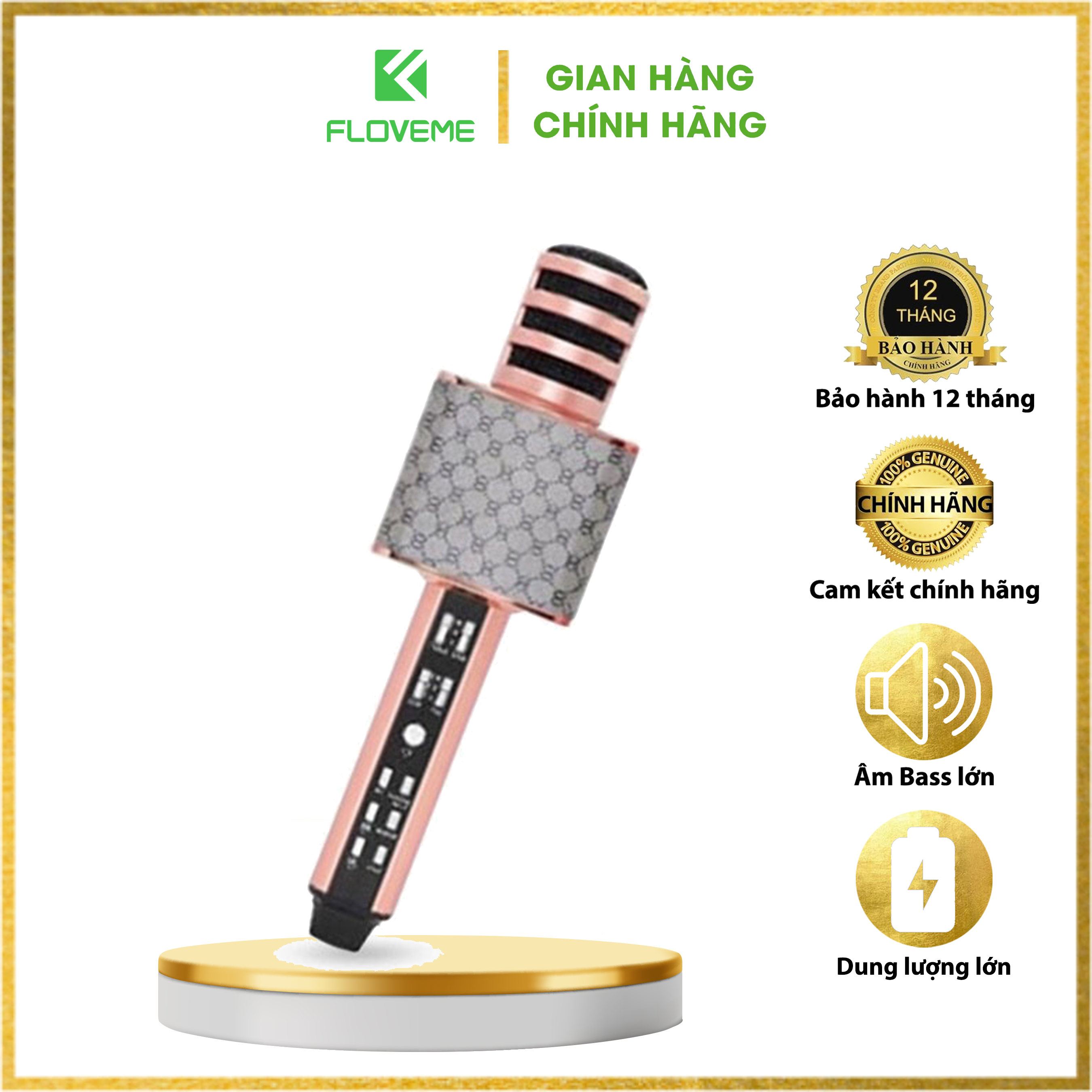 Mic Hát không dây Karaoke Floveme - SD18 Kèm Loa Bluetooth, Âm Thanh To, Trầm Ấm, Mic Bắt Giọng, Kết Nối Nhanh, Bass lớn - Hàng chính hãng