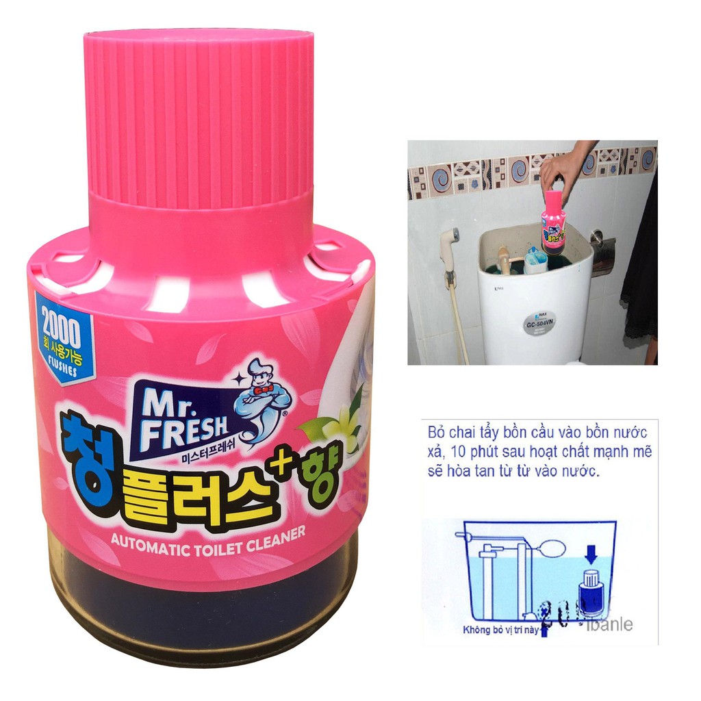 Combo 3 Cốc thả bồn cầu tẩy xanh toilet Hàn Quốc Mr Fresh 180g hương Ly