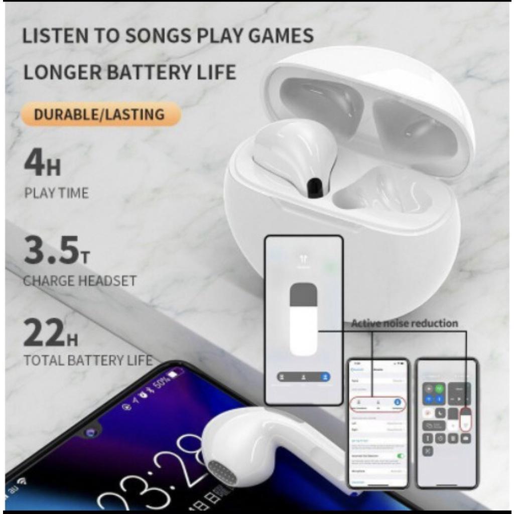 Tai Nghe Blutooth pro 6 TWS - Cảm Biến,Định Vị, Đổi Tên - Nhiều Màu