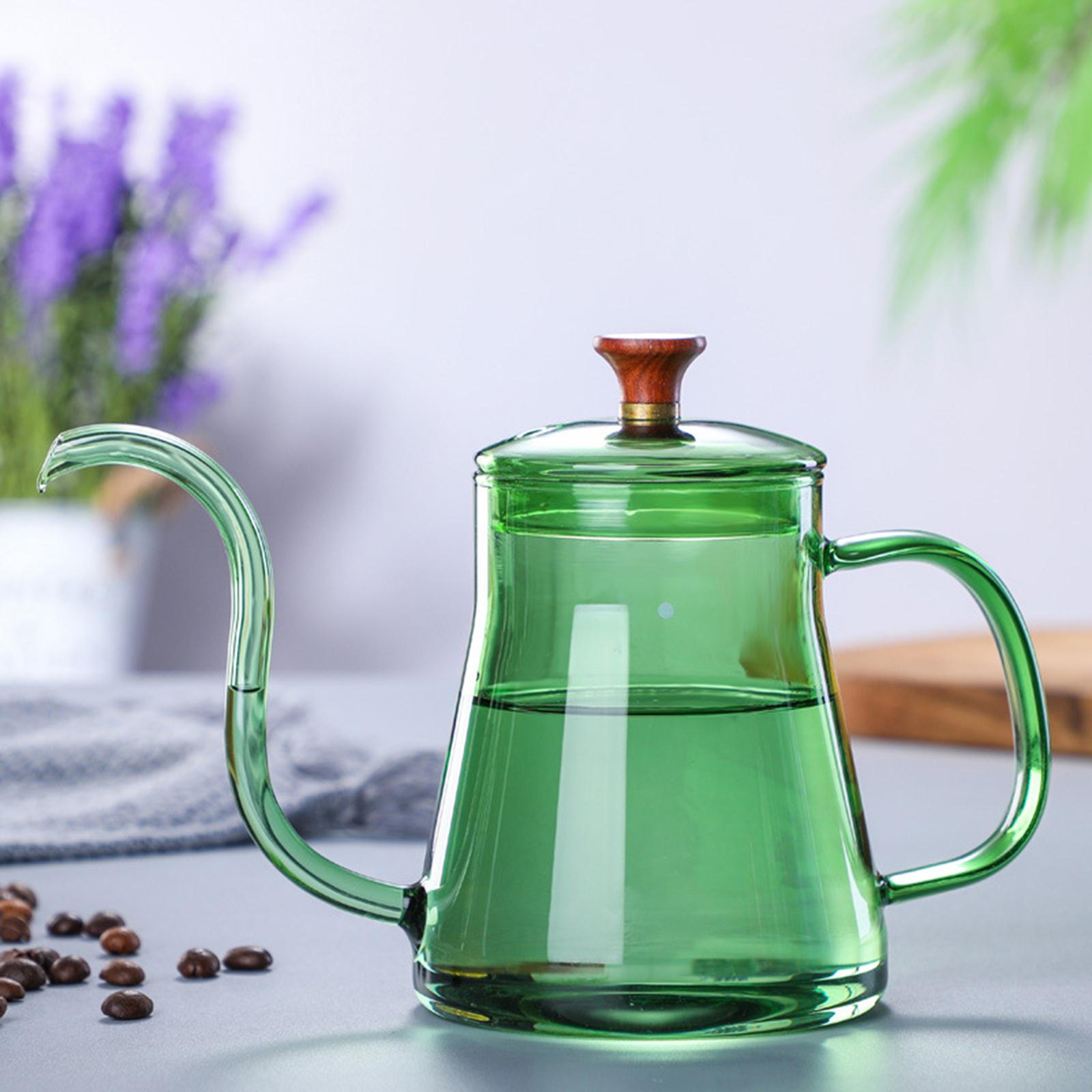 Glass Tea Pour Over Kettle Premium Grade with Lid for Drip Coffee Hand-Made Coffee and Tea Brewing