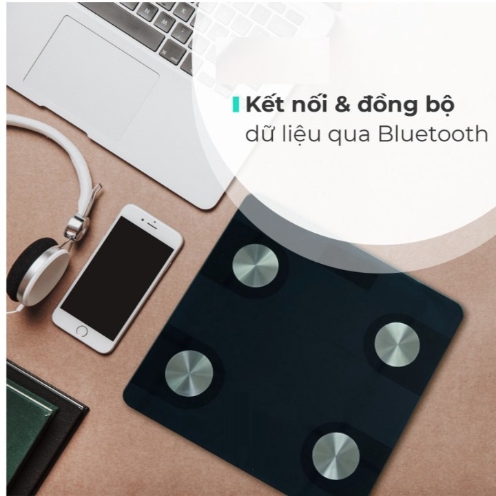 Cân điện tử sức khỏe thông minh mặt kính cường lực, kết nối Bluetooth đo chính xác 14 chỉ số cơ thể, giúp kiểm tra và theo dõi sức khỏe cho cả gia đình