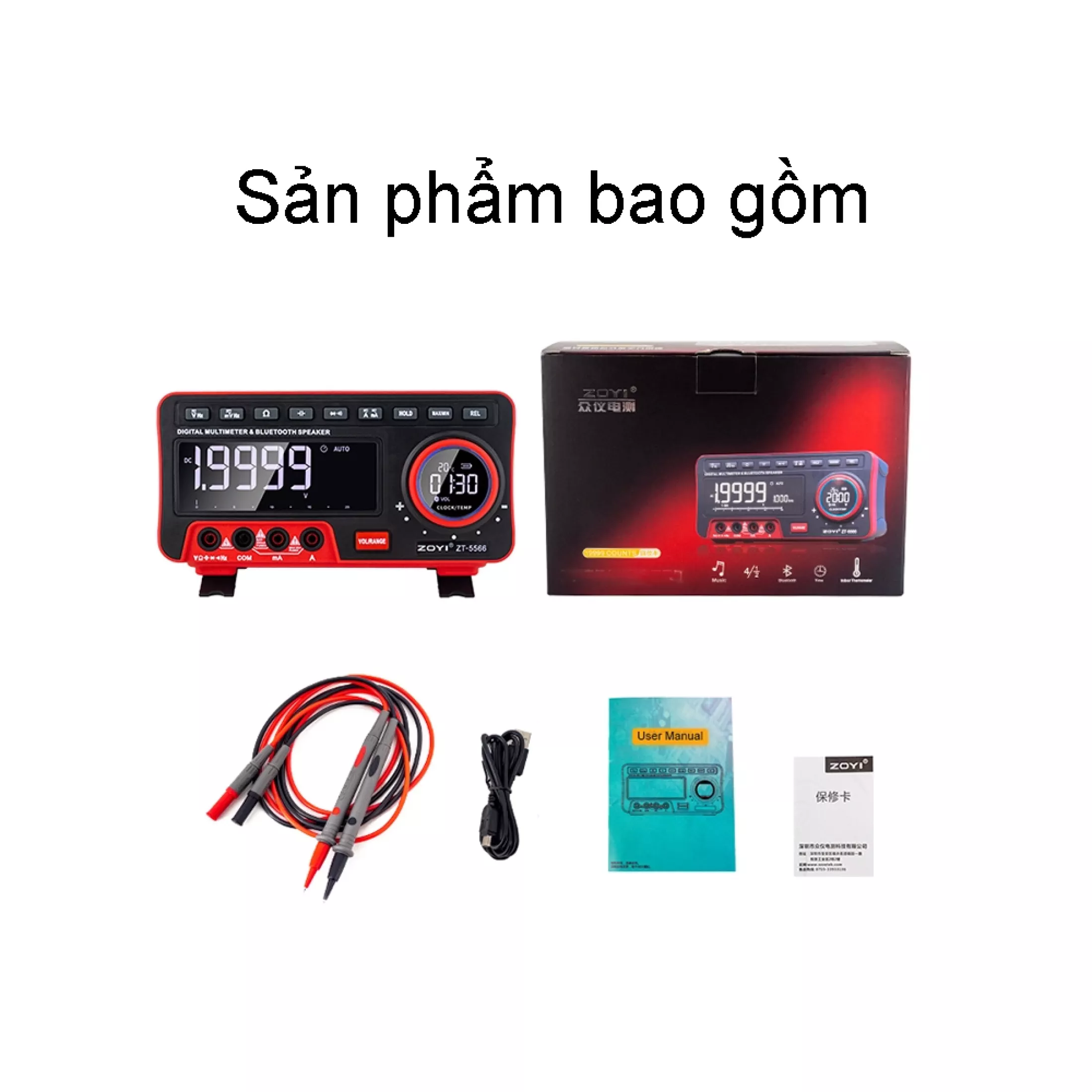 Đồng Hồ Đo Điện Vạn Năng Zoyi ZT-5566 Có Loa Bluetooth Không Dây, Đo Điện Trở Cách Điện, Điện Áp AC DC