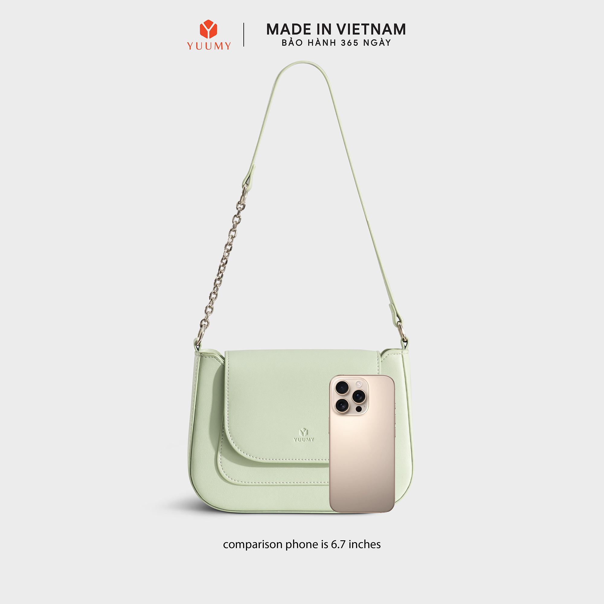 Túi Yuumy ( Thời trang nữ nắp gập bo viền tối giản size 22- Túi đeo vai da Seasand YN342 )