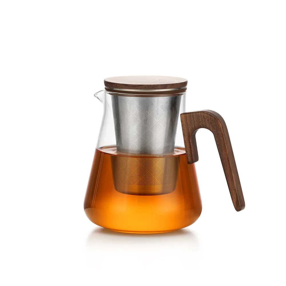 Ấm trà thủy tinh chịu nhiệt có lọc trà bằng Inox samaglas BC11 800ml - Ấm trà hiện đại Samahome Shop
