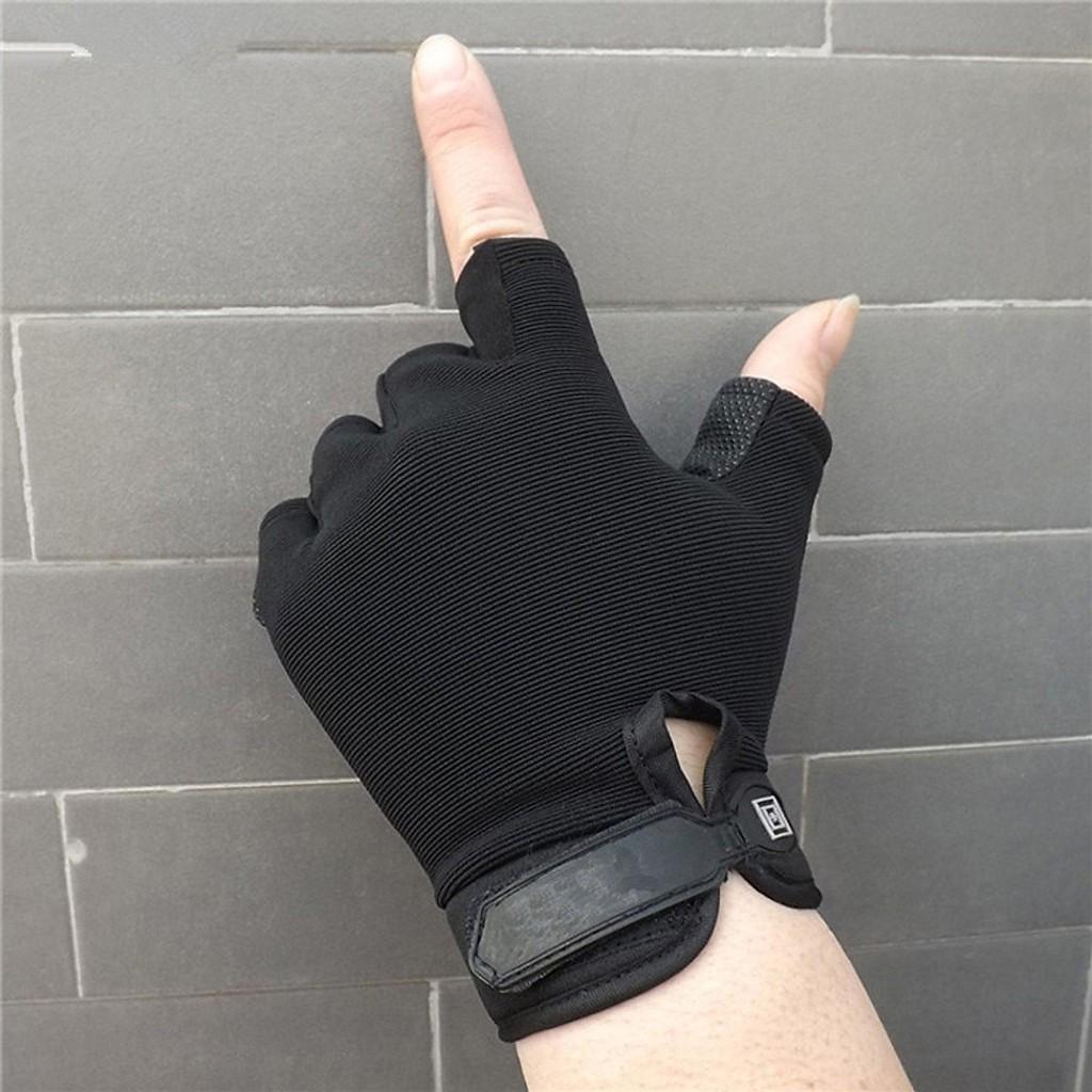 Găng Tay Chống Nắng Hở Ngón Thời Trang Và Khăn Đa Năng Đen