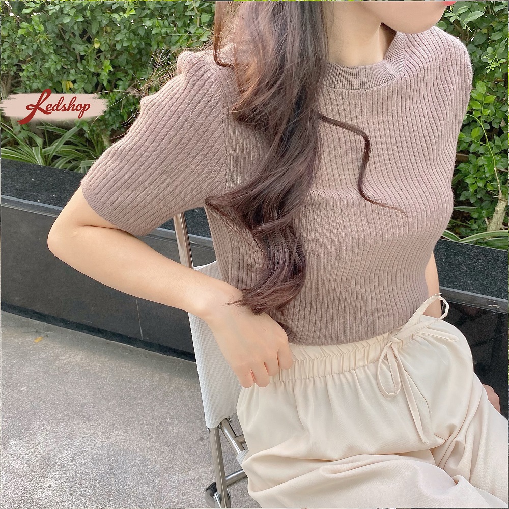 Áo len tăm basic đơn giản ngắn tay phong cách Hàn Quốc Red Shop 29949