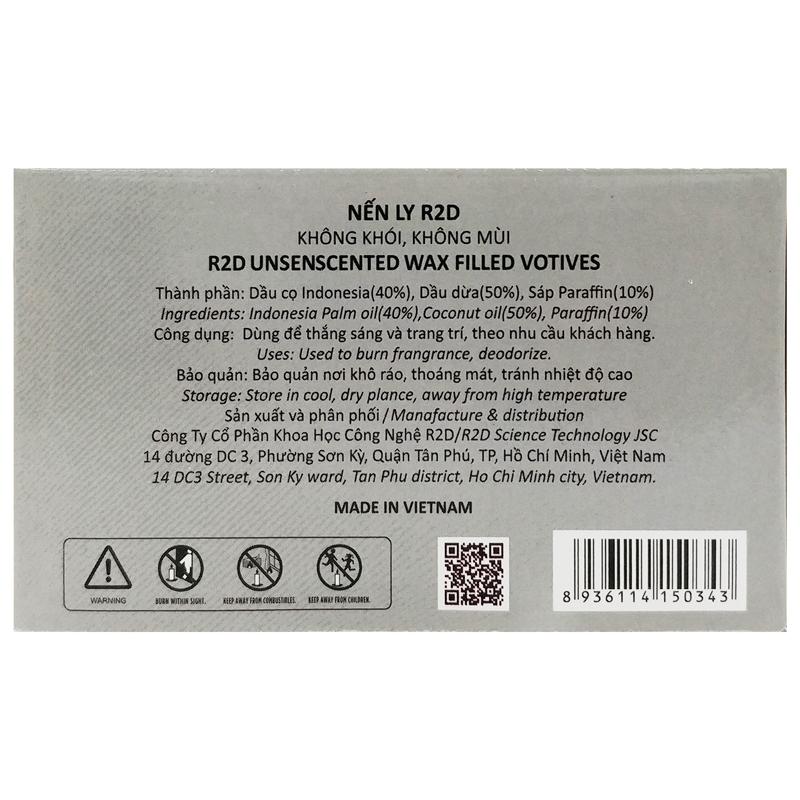 Hộp 2 Nến Ly Không Khói Không Mùi R2D (50gr/ Ly)