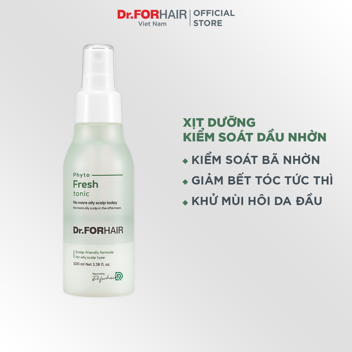 Tinh chất xịt dưỡng tóc cho tóc bết giảm dầu nhờn và mùi hôi da đầu Dr.FORHAIR Phyto Fresh Tonic 100ml