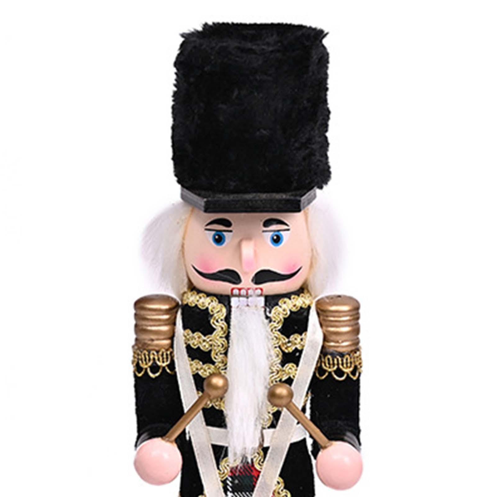 4Pcs Christmas Nutcracker Ornament Sculpture Cartoon Figurine Wooden Nutcracker Doll for Xmas Party Holiday Home Decor Gifts
