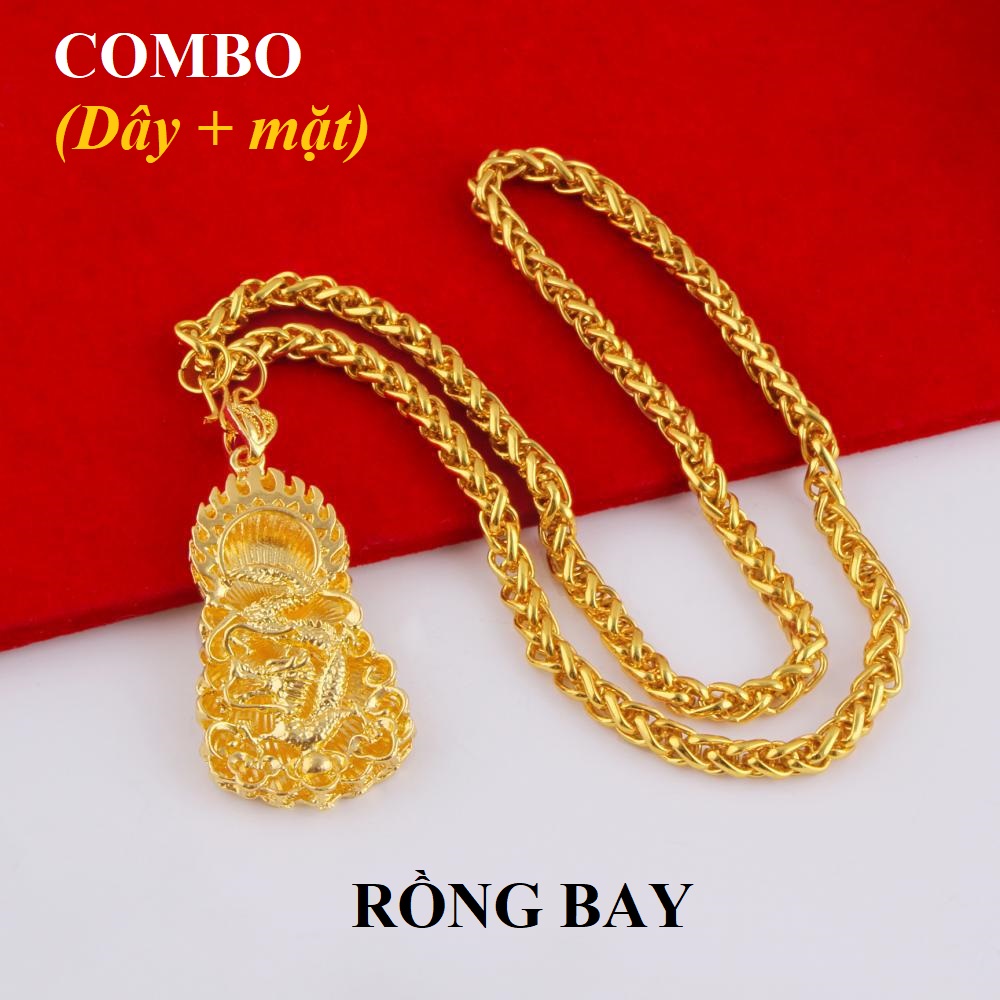 Combo Dây chuyền nam hợp kim không gỉ  RỒNG BAY ( dây+ mặt) , dây dài 50 cm, rộng 5mm