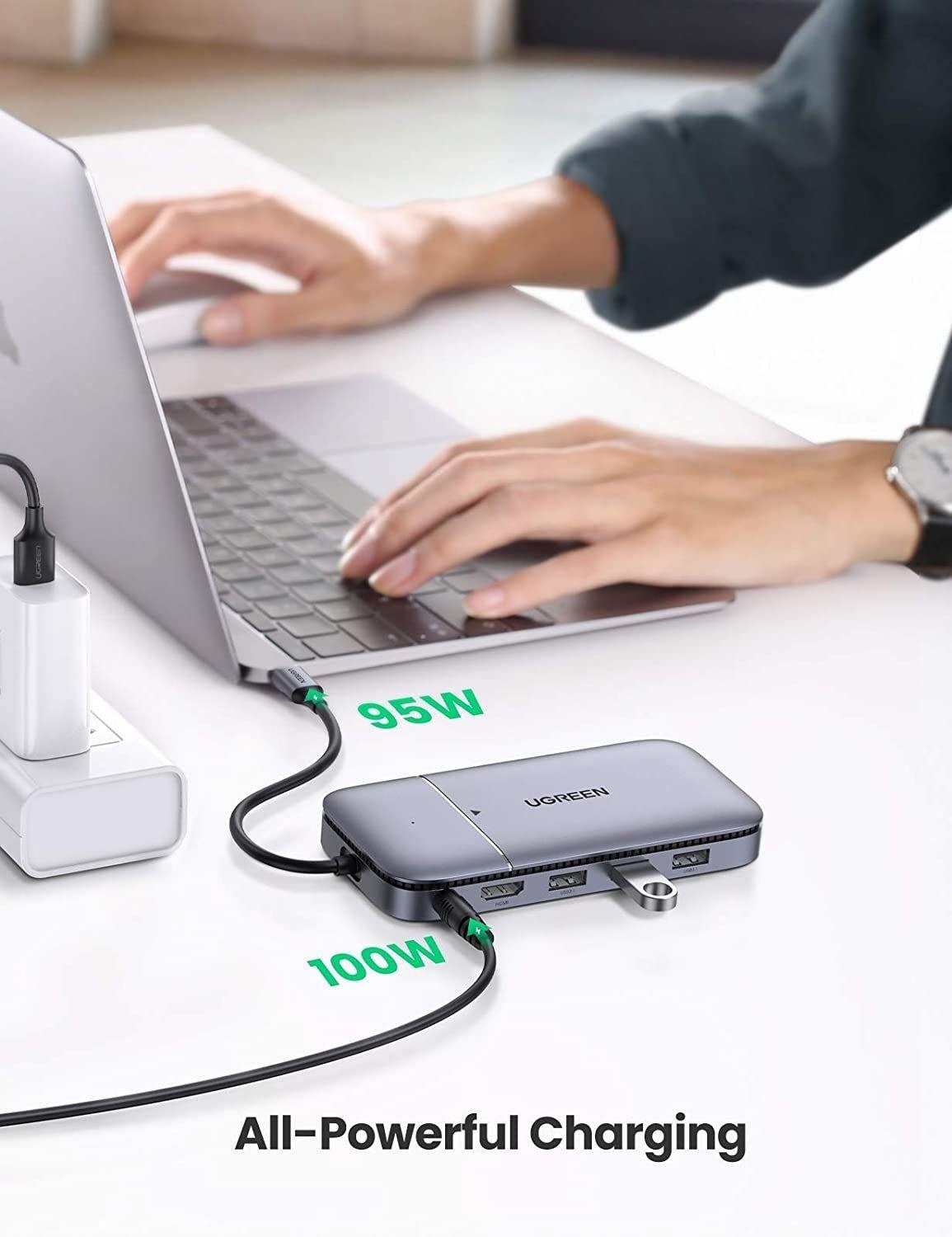 Ugreen UG70449CM296TK bộ chuyển USB type C ra 3 × USB 3.1 Gen2 + HDMI + PD 100W + cấp nguồn DC + ssd M.2 NGFF Docking Station - HÀNG CHÍNH HÃNG