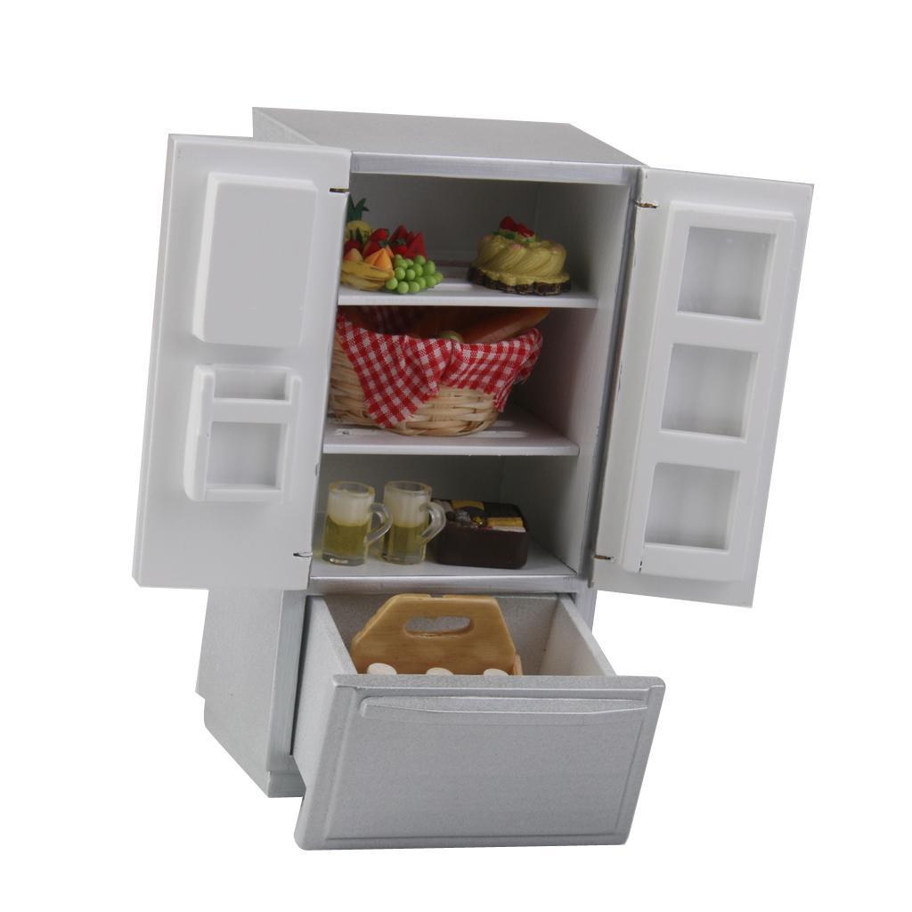 1:12 Dollhouse Miniature Furniture Fridge Refrigerator Silver Dolls House Accessory Home Decoration