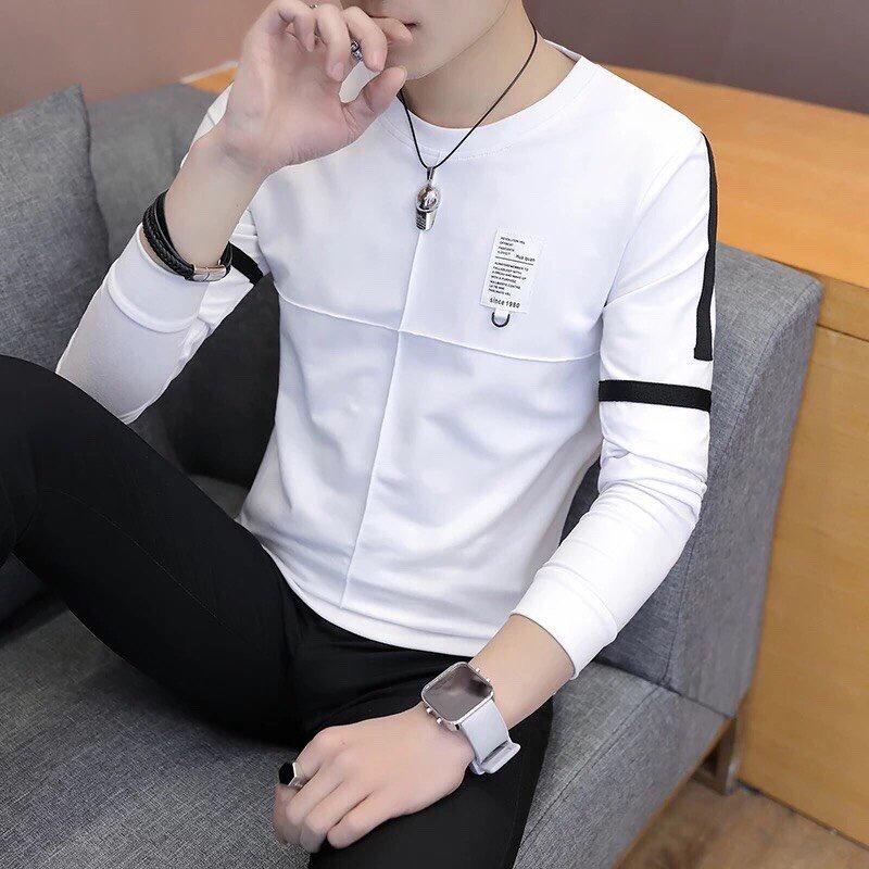 Áo thun nam tay dài cổ tròn form rộng hàn quốc vải thun cotton co giãn thoáng mát - MKTTD6