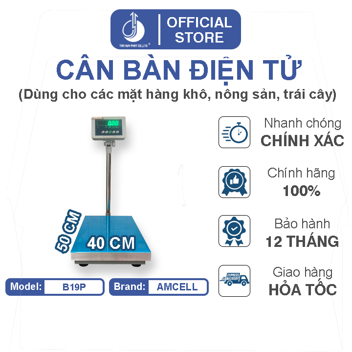 Cân Bàn Điện Tử B19P - Mặt Bàn Cân 400X500MM