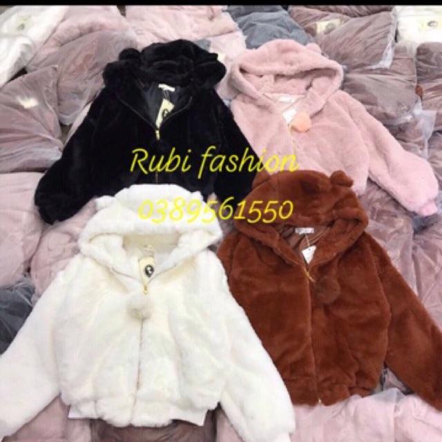 Áo khoác lông tai gấu mềm mịn mùa đông phối khóa kéo thời trang Hàn Quốc siêu ấm.METSHOP