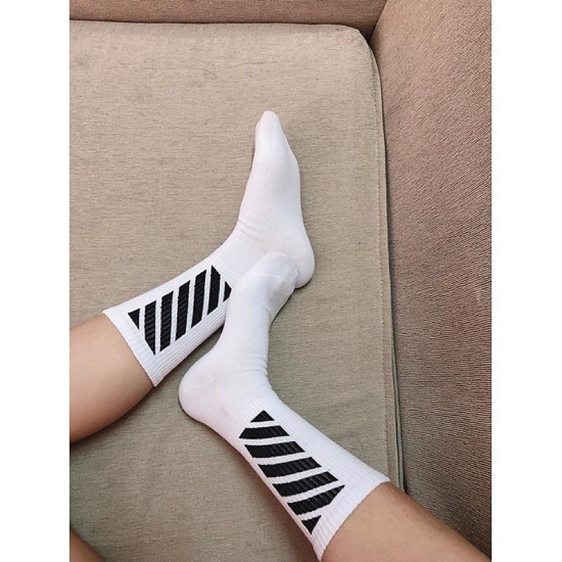 TẤT CAO CỔ NAM VỚ CAO CỔ NỮ TÁT VỚ THỂ THAO ULZZANG TẤT UNISEX TÁT VỚ OFF WHITE RẰN RI ĐEN TRẮNG