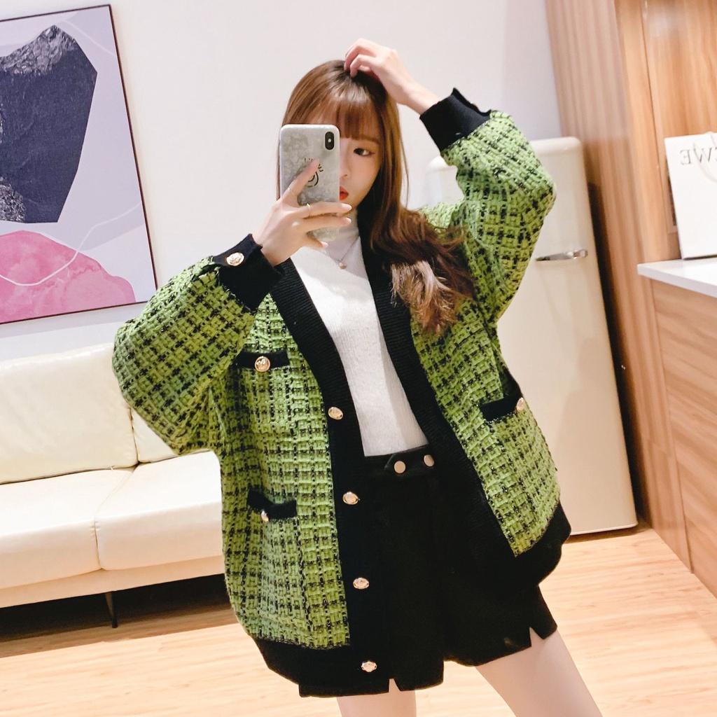 Hàng Sẵn_ Áo khoác len cardigan kẻ sọc phong cách Hàn Hadu shop