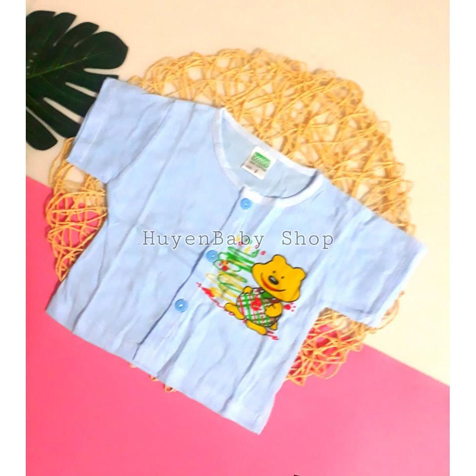 Bộ 10 Áo sơ sinh màu tay ngắn cúc giữa cho bé từ sơ sinh đến 11,5kg loại đẹp