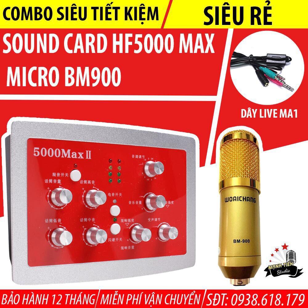 Combo soundcard HF5000 + Micro BM900 bộ đôi thu âm, livetream, hát karaoke gia đình