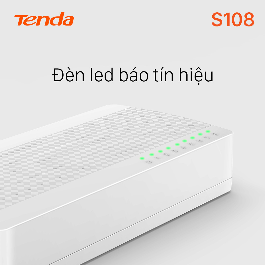 Bộ chia mạng Switch Tenda S108 8 cổng Ethernet 100 Mbps - Hàng Chính Hãng