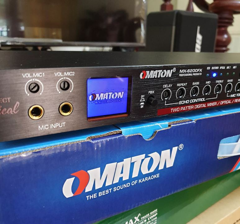 Mixer Karaoke - Vang cơ Bluetooth chống hú OMATON MX-6200FX có cổng quang Optical USB - Hàng chính hãng - Tặng jack canon dây AV 4 đầu bông sen