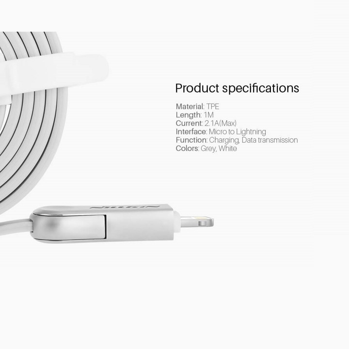 Cáp đa năng micro usb và lightning iPhone - iPad Nillkin - Hàng nhập khẩu