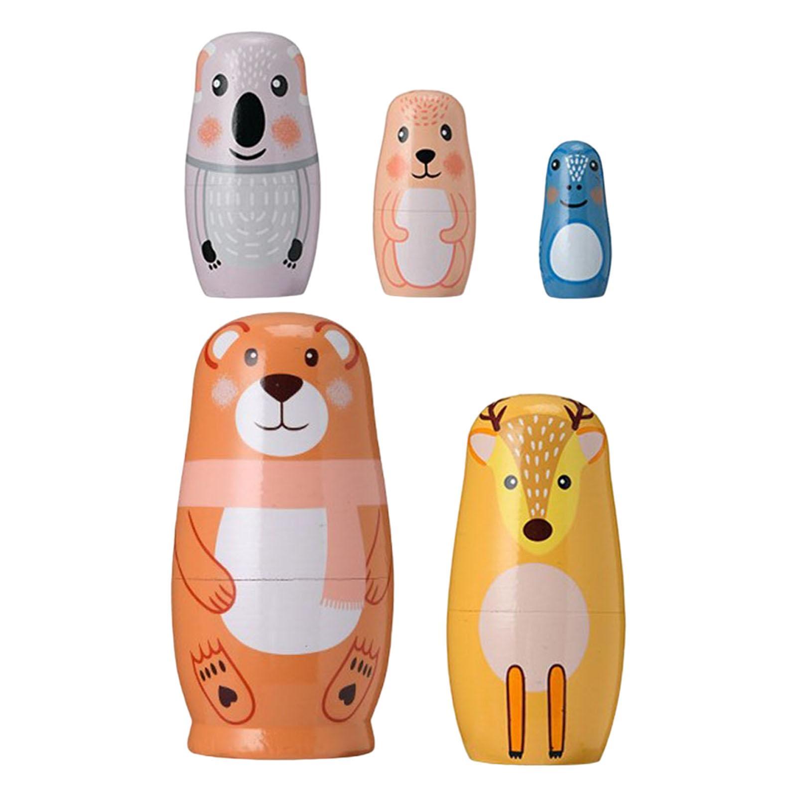 5Pcs Russian Nesting Doll Wooden Nesting Doll Handmade for Home Tabletop