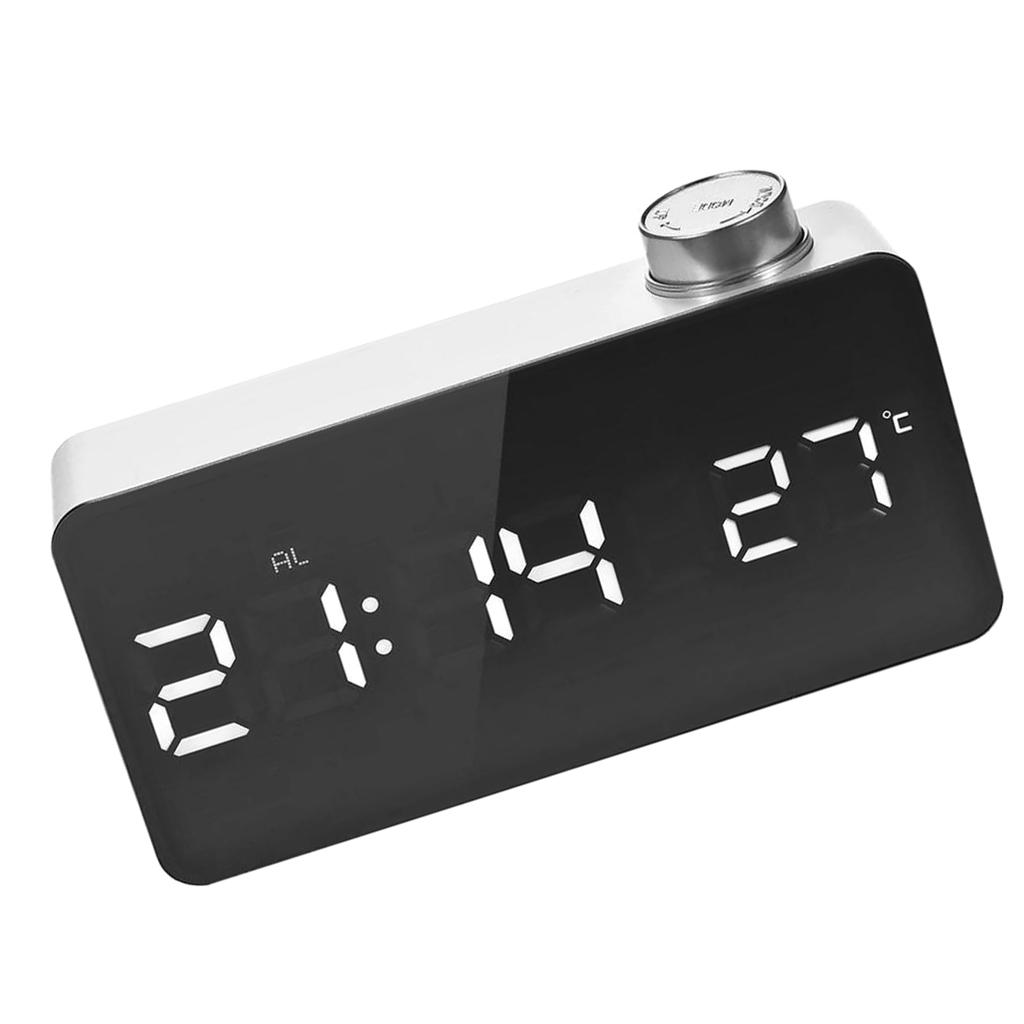Creative Digital LED Mirror Alarm Clock With Thermometer Display 12H/24H