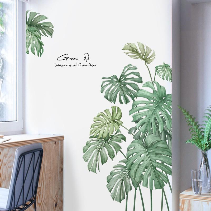 DECAL DÁN TƯỜNG PHONG CÁCH HÀN QUỐC NHIỆT ĐỚI lá xanh