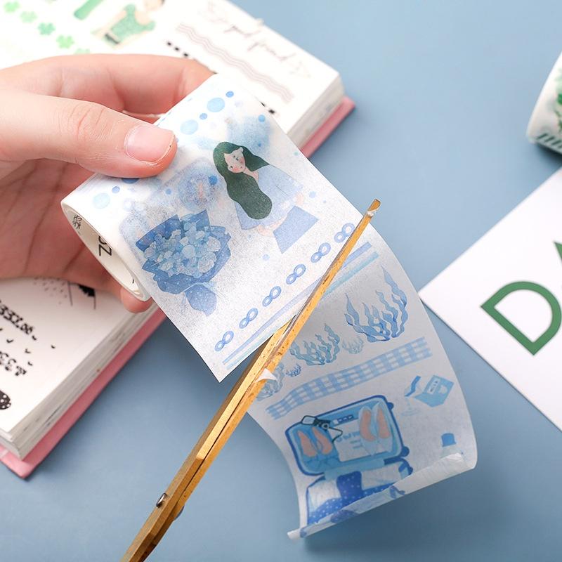 Bộ 6 cuộn băng keo Washi dễ thương dùng trang trí sổ tay DIY