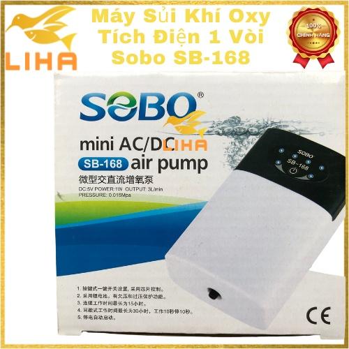 Máy Sủi Oxy Tích Điện 1 Vòi Sobo SB-168 - Phòng Cúp Điện Cho Hồ Cá