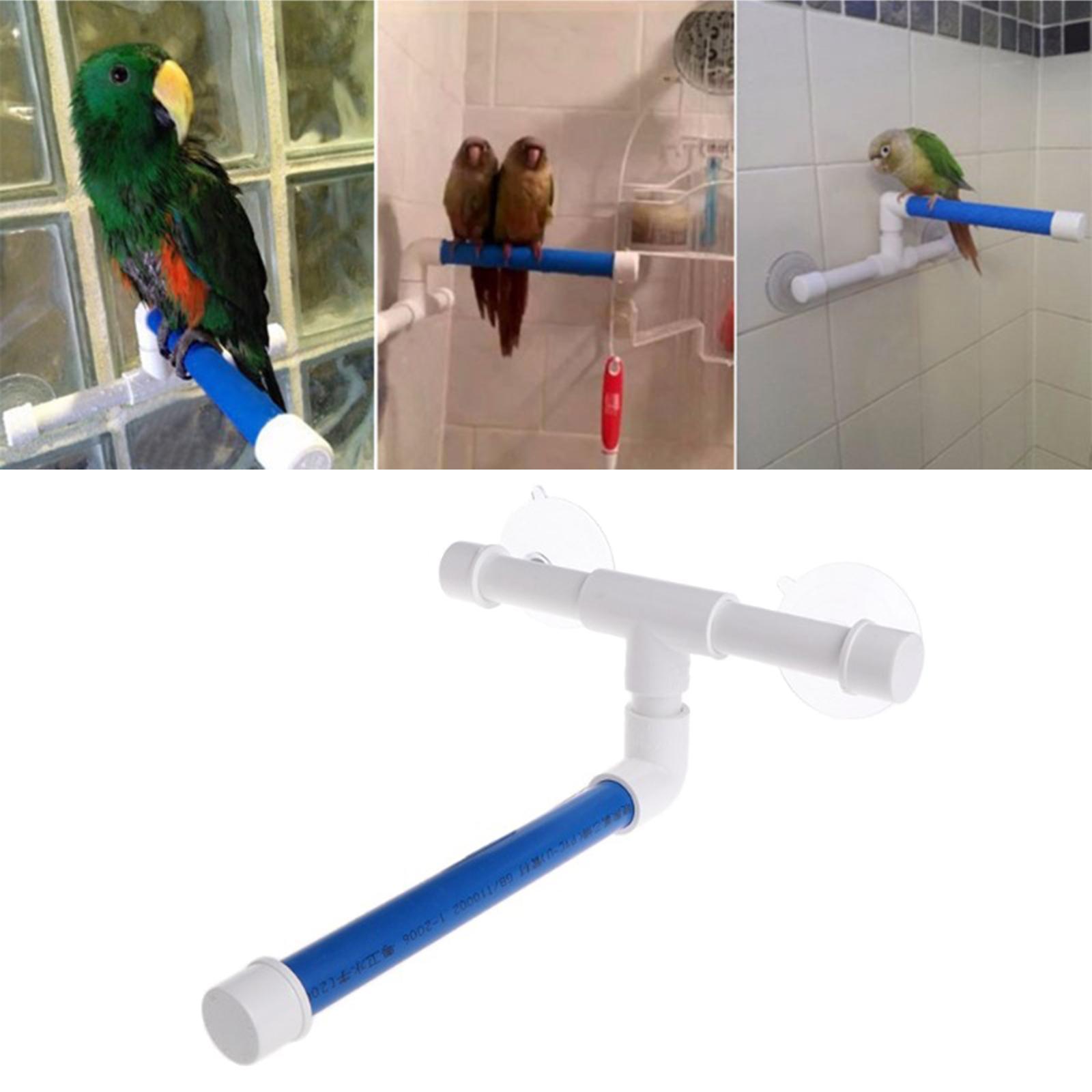 Bird Parrot Stand Perch Shower Holder Standing Toy Portable Suction Cup