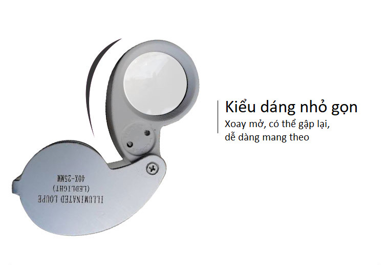 Kính lúp móc khóa cầm tay 40X tích hợp đèn led chiếu sáng M011 ( Tặng kèm miếng dán trang trí dạ quang phát sáng hình con bướm )