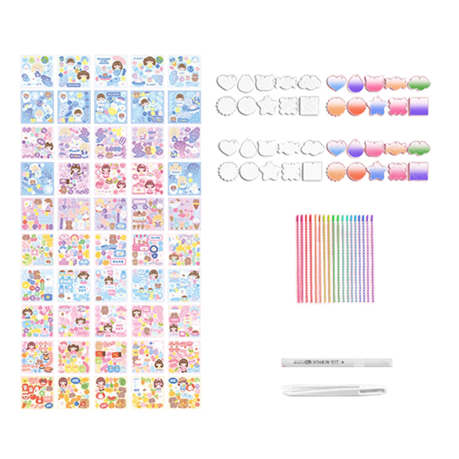 Goo Card DIY Set Kids Arts and Craft Acrylic Disc Hanging Ornament Pendant DIY Kits Card Sticker Set for Card DIY Decor Activities