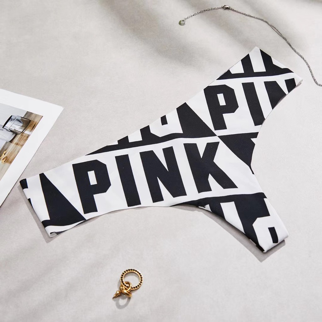 Combo 2 Quần lót lọt khe siêu cao cấp in chữ PINK giao màu ngẫu nhiên