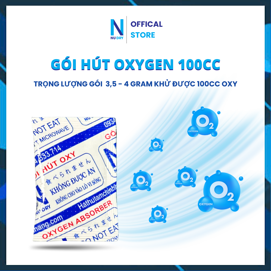Gói hút ẩm Thực phẩm Oxygen 100cc NU DRY ( Hàng Chính Hãng ) dùng cho Bánh Trung Thu,các loại bánh, cá khô