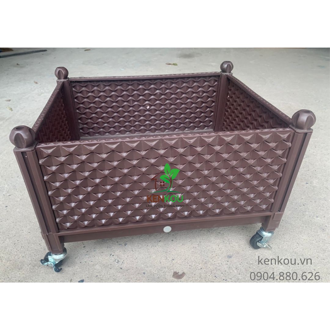 Bộ 4 bánh xe có khóa lắp đế chậu trồng cây - càng thép mạ kẽm chống rỉ, bánh cao su đặc