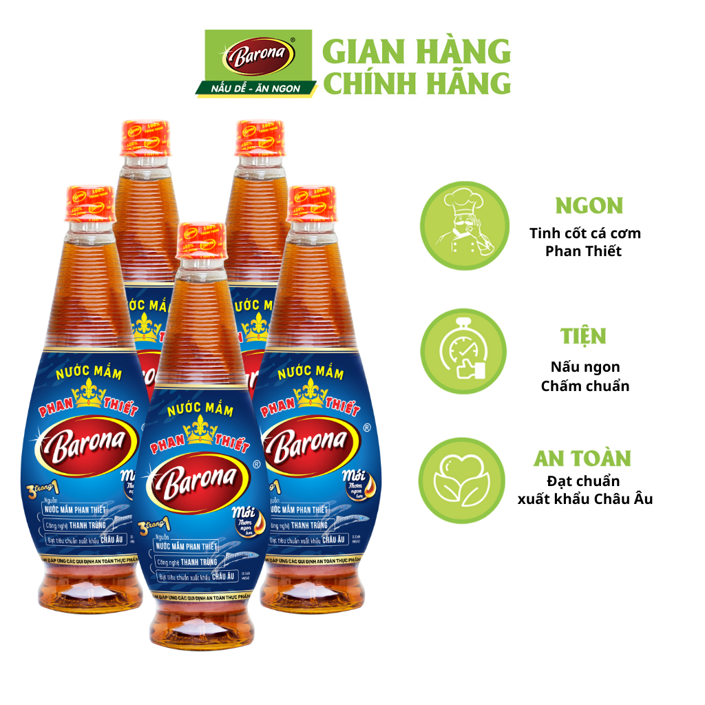 Nước Mắm Barona 12 Độ Đạm - 750ml, Combo 5 chai