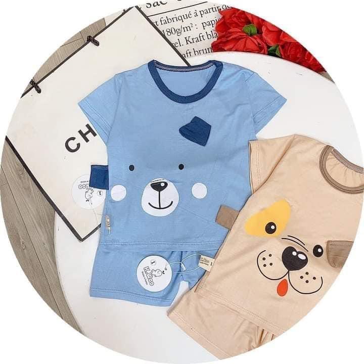 Bộ Cộc Tay Cho Bé FREE SHIP Bộ Thun Lạnh Cộc Tay in họa tiết động vật có tai siêu cưng cho bé trai bé gái