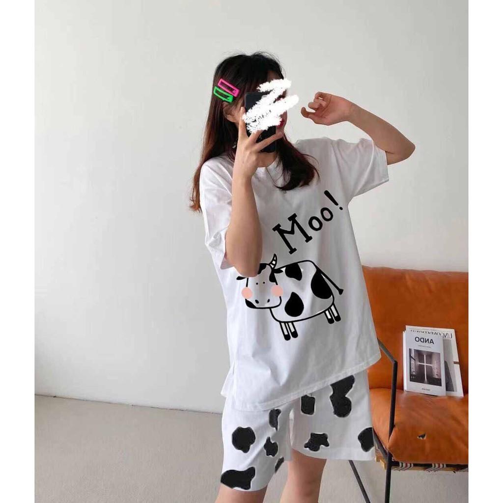 ĐỒ BỘ MẶC NHÀ NAM NỮ THUN LẠNH COTTON ĐẸP, LOANG MÀU BÒ SỮA SIÊU HOT,IN HÌNH CHÚ BÒ MOO ĐẸP,CUTE DANGD YÊU , THỜI TRANG MÙA HÈ, SÉT ĐỒ BỘ THUN LẠNH MÙA HÈ-JINS STORE