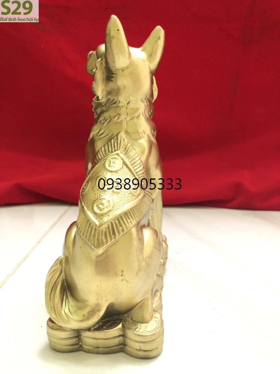 Tượng Chó Ôm Hữu Tiền Bằng Đồng,Phong Thủy Cao 19cm