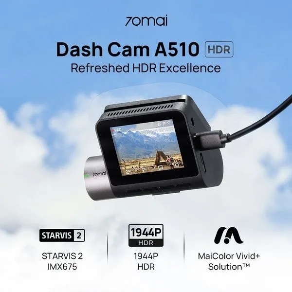 Camera hành trình ô tô Sothing 70mai Dashcam A510 phiên bản toàn cầu, ghi hình 3K, cảnh báo an toàn ADAS- hàng chính hãng