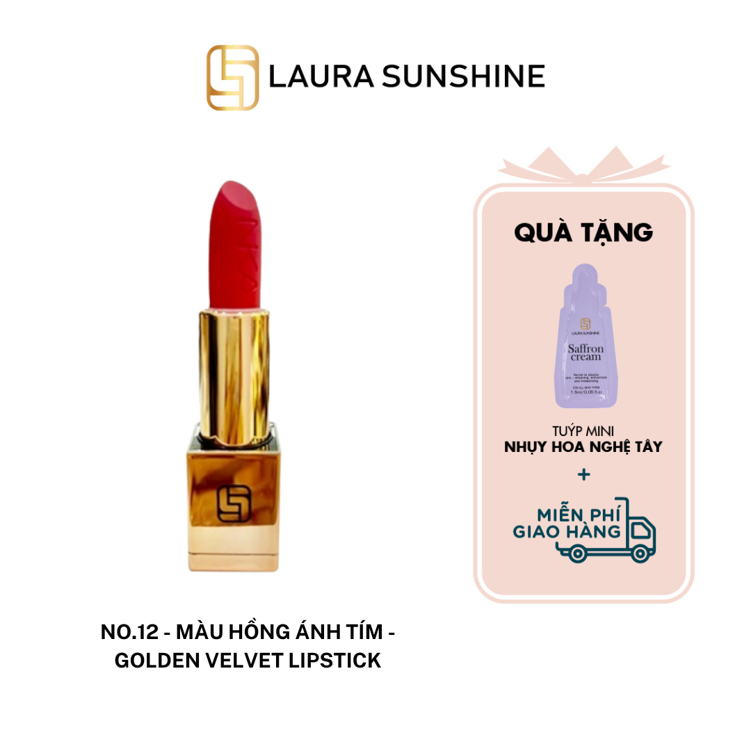 No.12 - Màu hồng ánh tím - Son lì siêu mịn cao cấp Hàn Quốc - Golden Velvet Lipstick - Laura Sunshine - Nhật Kim Anh